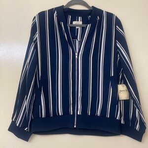 PERCH by Blu Pepper navy blue striped lightweight jacket